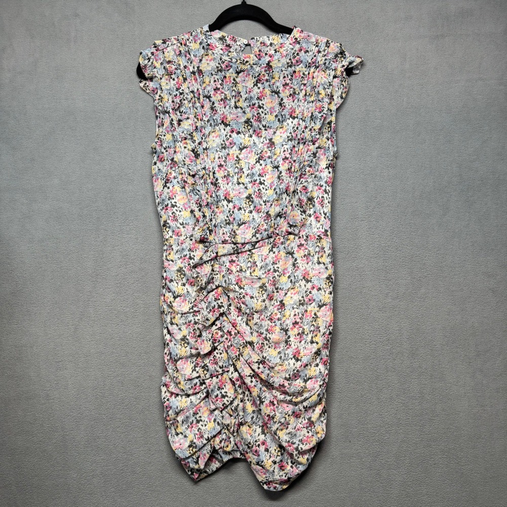 AllSaints Hali Sketch Dress Floral Ruched Mini Sleeveless Size 6 Violet WD260Q